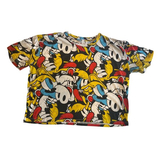 Disney Tops - Disney Mickey Mouse Donald Duck Pluto All Over Print T-Shirt Cropped XXL 2XL